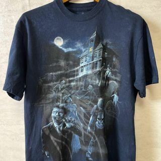 ザマウンテン　半袖100％コットンＴシャツ　ゾンビー系　タイダイ染　青ブルー古着(Tシャツ/カットソー(半袖/袖なし))