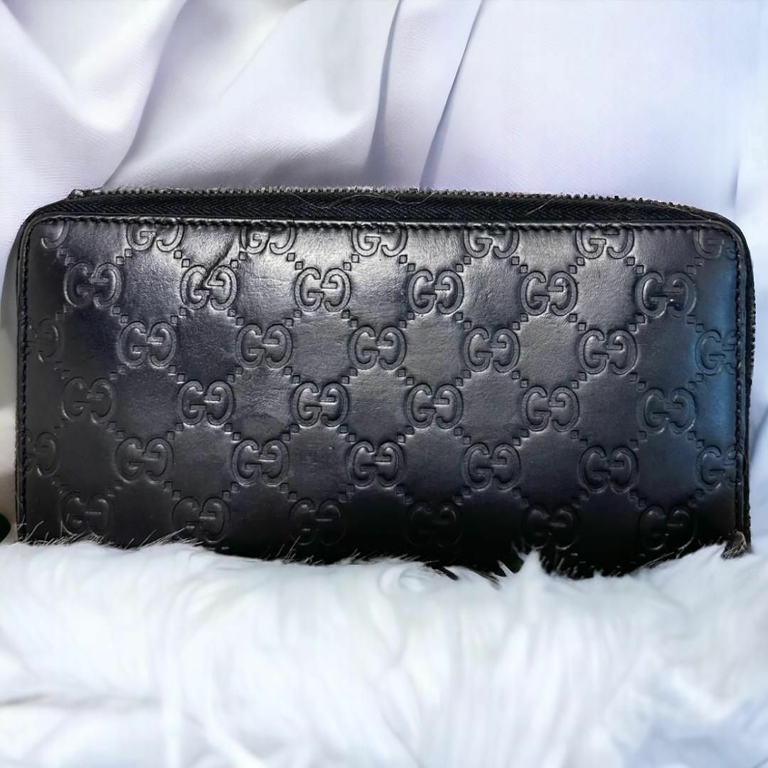 Gucci(グッチ)のGUCCI グッチ シマ ラウンドファスナー 長財布 ブラック メンズ メンズのファッション小物(長財布)の商品写真