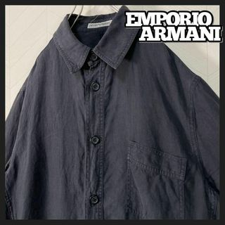 エンポリオアルマーニ(Emporio Armani)の90s エンポリオ アルマーニ シャツ ジャケット 麻100% カバーオール(ブルゾン)