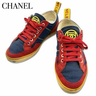 シャネル(CHANEL)のシャネル ココマーク キャンバス 約21.5cm スニーカー 靴 シューズ 赤(スニーカー)
