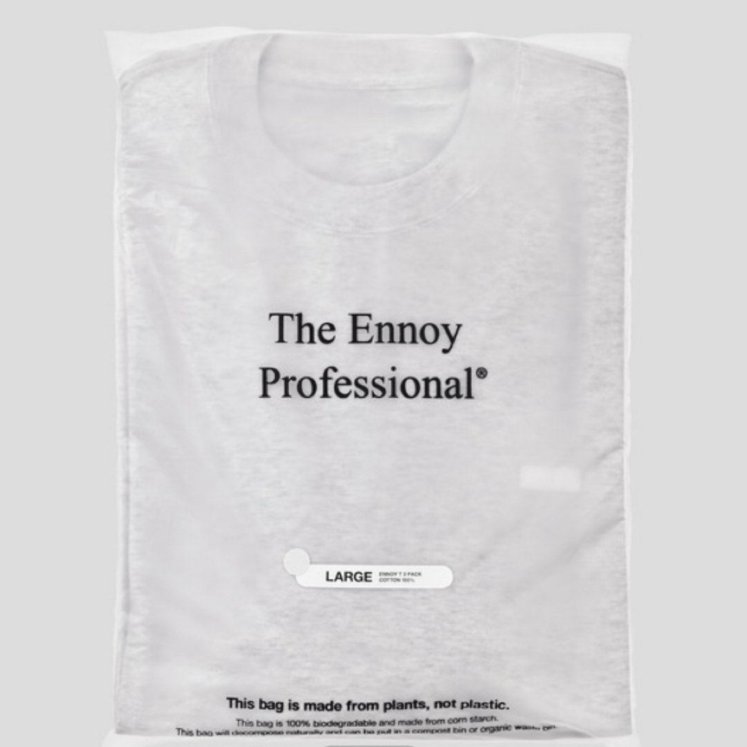 1LDK SELECT(ワンエルディーケーセレクト)の【裾ロゴ・L】  ENNOY 3PACK T-SHIRTS ASH GRAY メンズのトップス(Tシャツ/カットソー(半袖/袖なし))の商品写真