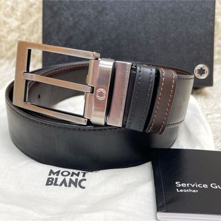 モンブラン(MONTBLANC)の未使用　モンブラン　ホワイトスター　レザー　リバーシブル　ベルト　黒×茶(ベルト)