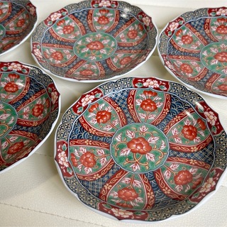 有田焼　醍醐窯　古伊万里　銘々皿揃　５枚セット　小皿　和食器　金彩　色絵　輪花皿