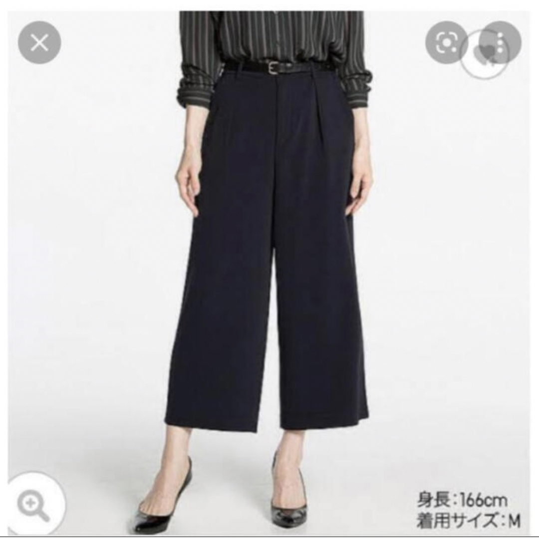 UNIQLO(ユニクロ)のユニクロ　ドレープワイドアンクルパンツ　ブラック　L レディースのパンツ(その他)の商品写真