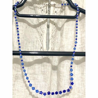 スワロフスキークリスタルのネックレス　青(ネックレス)
