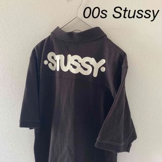 ステューシー(STUSSY)の00sStussyステューシー半袖ポロシャツtシャツブラック黒メンズL(ポロシャツ)