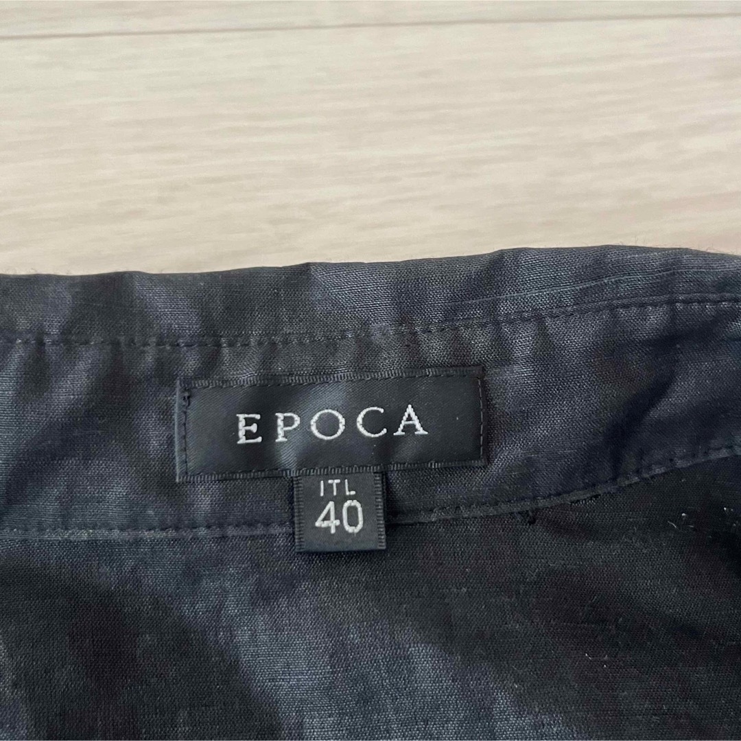 EPOCA(エポカ)のEPOCA ブラック リネン素材 シャツ ブラウス サイズ40 ブラック 女性 レディースのトップス(シャツ/ブラウス(長袖/七分))の商品写真