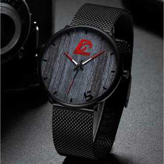 腕時計 男性 メンズ 赤 レッド ステンレス鋼 メッシュ ステンレスベルト(腕時計)