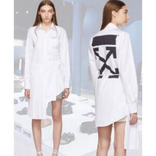 オフホワイト(OFF-WHITE)のoff-white シャツワンピース　タグあり(ひざ丈ワンピース)