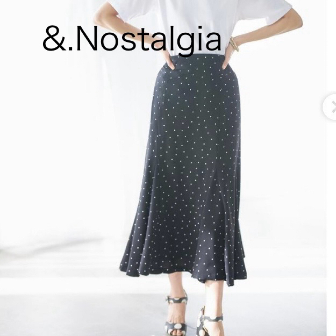 &.NOSTALGIA(ノスタルジア)の&.Nostalgia アンドドットノスタルジア　ドット柄マーメイドスカート　黒 レディースのスカート(ロングスカート)の商品写真