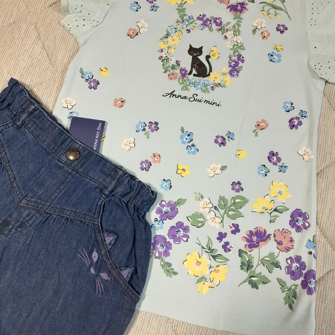 ANNA SUI mini(アナスイミニ)の【新品,】　アナスイミニ　Tシャツ　ショートパンツ　ねこ キッズ/ベビー/マタニティのキッズ服女の子用(90cm~)(Tシャツ/カットソー)の商品写真