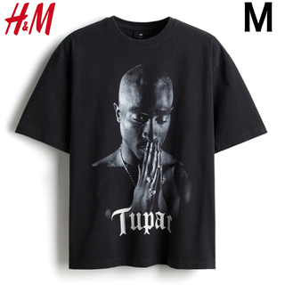 新品 H&M × 2PAC ビンテージ加工 Tシャツ 半袖 HIPHOP M
