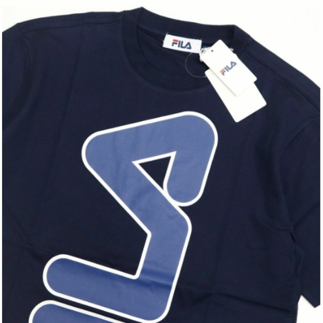 FILA(フィラ)の【新品】フィラ メンズ 吸汗速乾 ビッグロゴ 半袖 Tシャツ 紺 Mサイズ メンズのトップス(Tシャツ/カットソー(半袖/袖なし))の商品写真