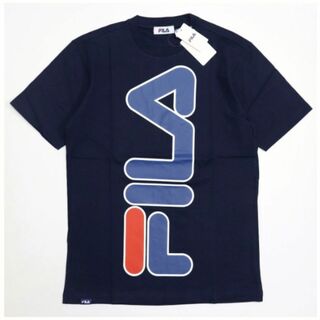 フィラ(FILA)の【新品】フィラ メンズ 吸汗速乾 ビッグロゴ 半袖 Tシャツ 紺 Mサイズ(Tシャツ/カットソー(半袖/袖なし))