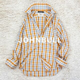 ジョンブル(JOHNBULL)のJOHN BULL　長袖　ワイドシャツ　ブラウス　オレンジチェック　*145(シャツ/ブラウス(長袖/七分))