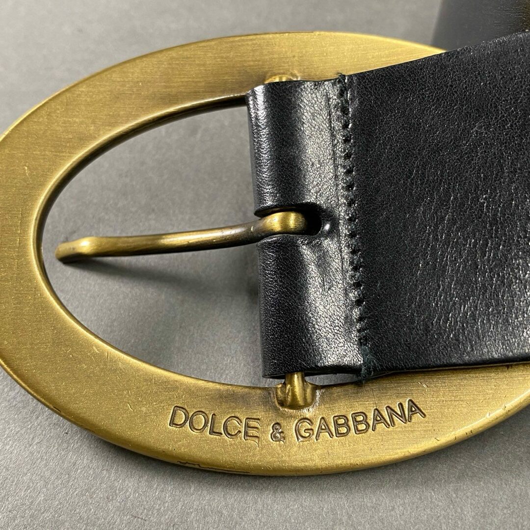 DOLCE&GABBANA(ドルチェアンドガッバーナ)の5e19 DOLCE&GABBANA ドルチェアンドガッバーナ ゴールドバックル レザーベルト ブラック leather D&G ドルガバ メンズのファッション小物(ベルト)の商品写真