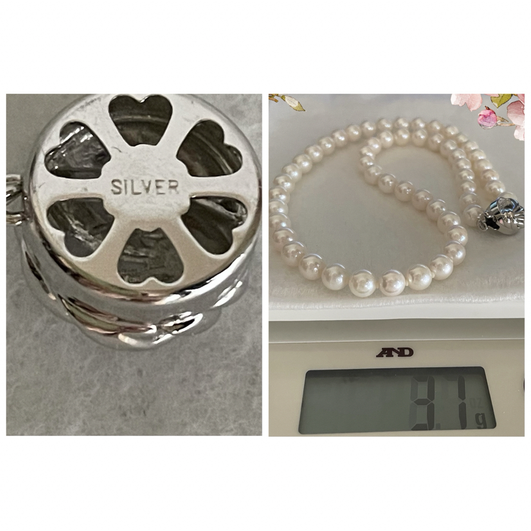 あこや真珠ネックレス ⚪️7㎜ silver オールノット あこや真珠ネックレス ⚪️7㎜ silver オールノット