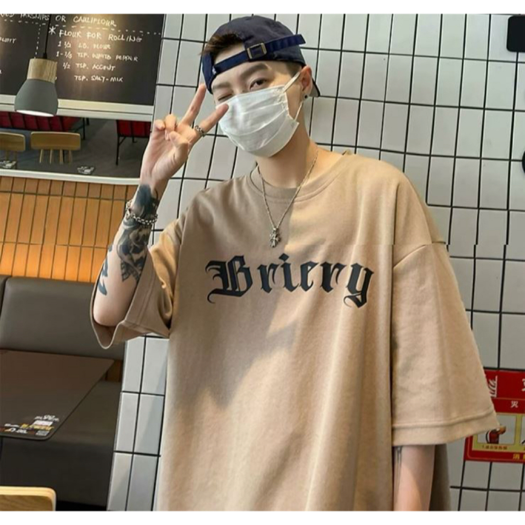 【大人気！】ストリート Tシャツ バックプリント クロス オーバーサイズ 茶 メンズのトップス(Tシャツ/カットソー(半袖/袖なし))の商品写真