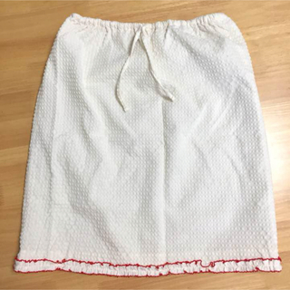 【フリル】スカート 白 かわいい 春 夏 日本製 Mサイズ(ひざ丈スカート)