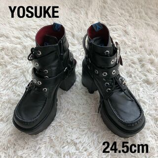 YOSUKE - YOSUKEヨースケ厚底ブーツ　チェーンベルトブラック黒