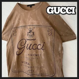 Gucci - 限定品 美品 GUCCI Tシャツ ブリーチ 筆記体ロゴ ヴィンテージ風 メンズ