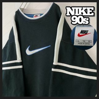 ナイキ(NIKE)の超激レア 90s NIKE スウェット 袖ライン ゴツロゴ 極太アーム ゆるだぼ(スウェット)