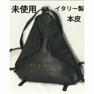 未使用　PELLAIO　ペライオ　リュック　レディース　バッグ　本革　カーフ　黒(リュック/バックパック)