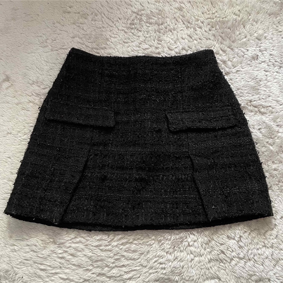 ZARA(ザラ)のZARA zara ザラ タイトスカート ミニスカート ブラック 黒色 金ボタン レディースのスカート(ミニスカート)の商品写真