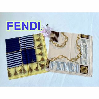 フェンディ(FENDI)のFENDI. フェンディ　レディースハンカチ2枚　ベージュ系+イエロー系(ハンカチ)