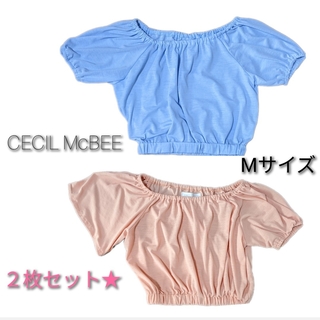 セシルマクビー(CECIL McBEE)のCECIL McBEE　 トップス　半袖　２枚セット　ピンク　水色　ミニ丈(カットソー(半袖/袖なし))