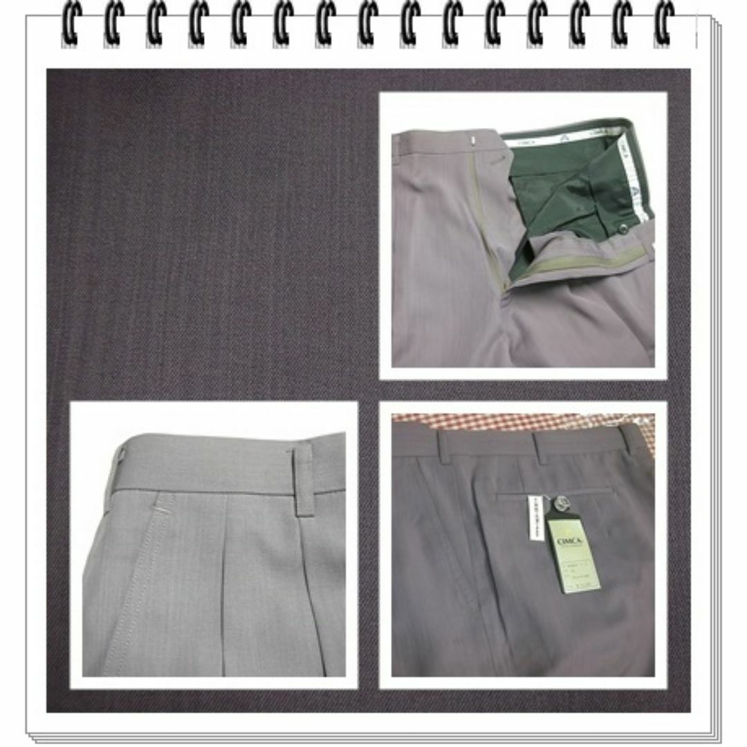 wt★微光沢淡モスパープルグレー エレガンティ個性派 ２タックパンツ-91 メンズのパンツ(スラックス)の商品写真