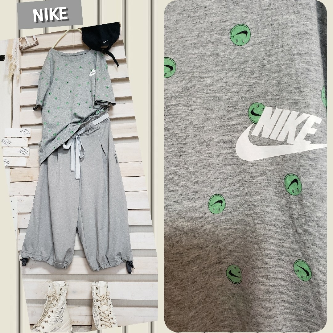 NIKE(ナイキ)の⚪NIKE/スウォッシュロゴ ニコちゃんマークが可愛い♡Ｔシャツ   /L レディースのトップス(Tシャツ(半袖/袖なし))の商品写真