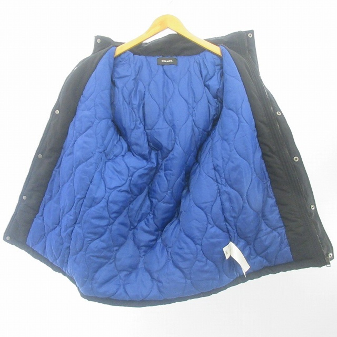 DIESEL(ディーゼル)のディーゼル モッズコート ジャケット 中綿 ロゴ刺繍 黒 ブラック 約M メンズのジャケット/アウター(モッズコート)の商品写真