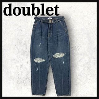 doublet - 9785【人気ディティール】ダブレット☆テーパード ダメージ加工デニム　入手困難