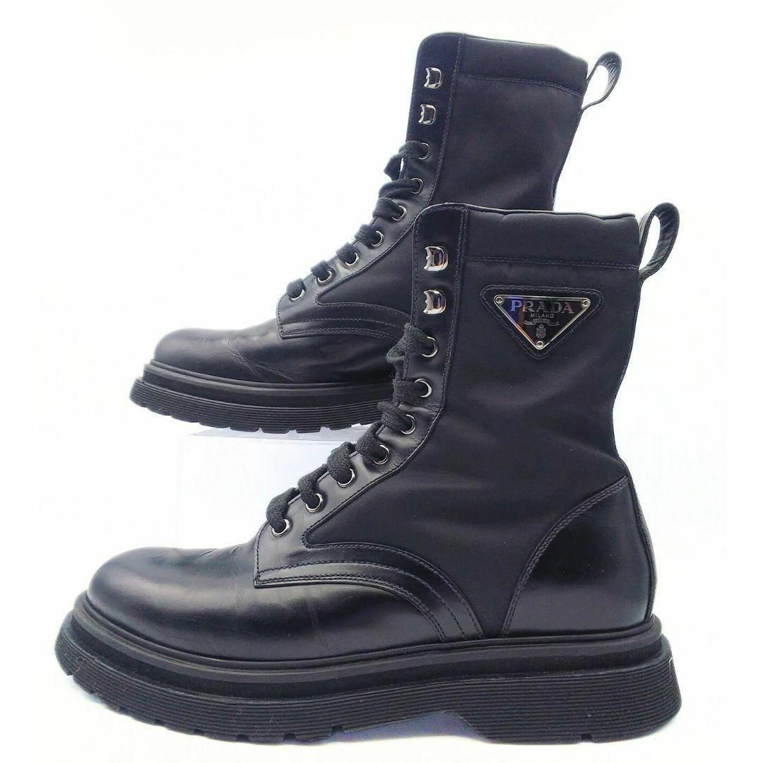 PRADA(プラダ)のプラダ ナイロン切替コンバットブーツ 2UE011 26cm 7インチ レザー メンズの靴/シューズ(ブーツ)の商品写真