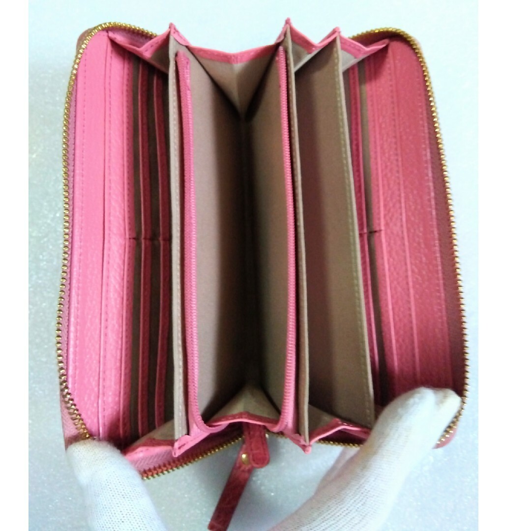 本革長財布ピンク レディースのファッション小物(財布)の商品写真