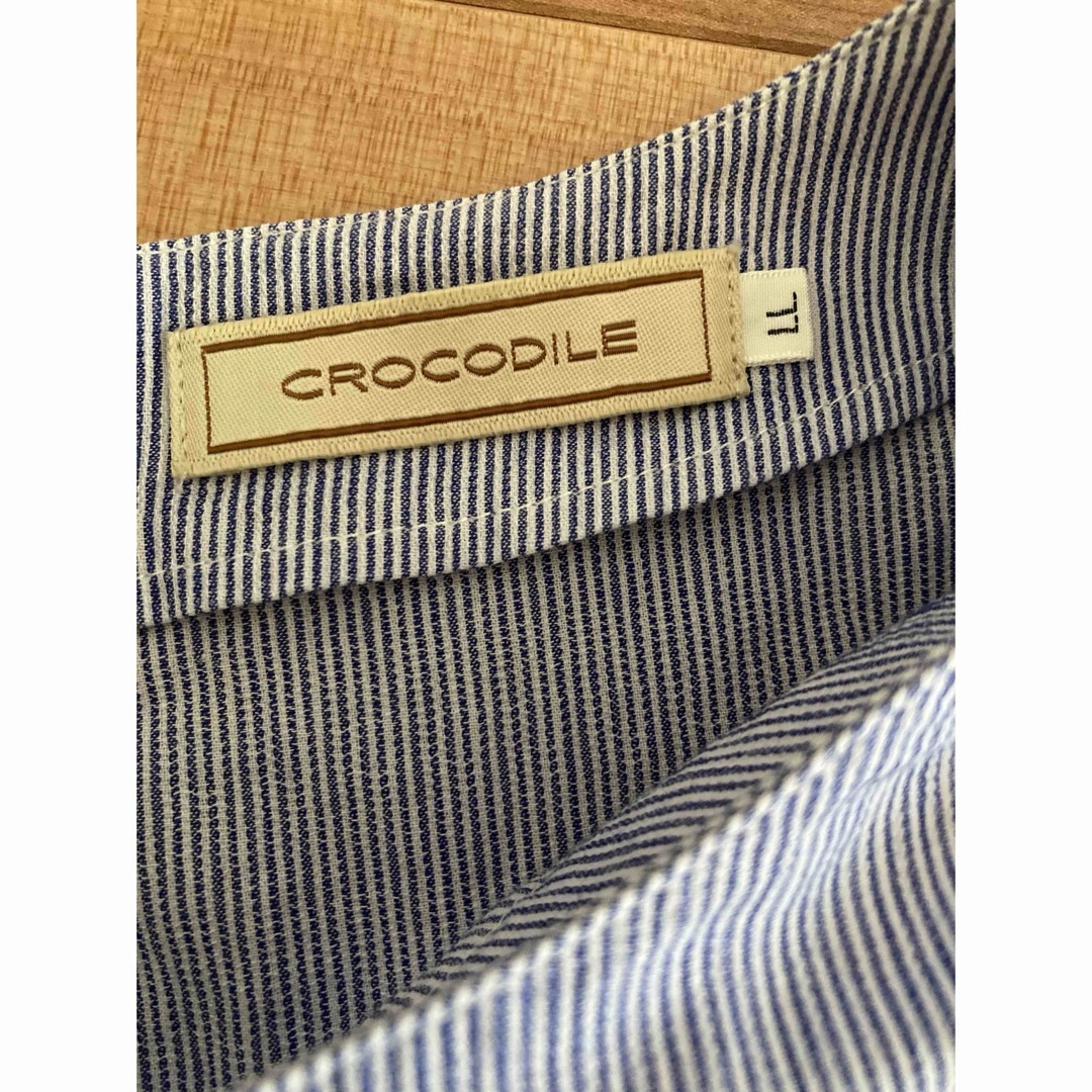 Crocodile(クロコダイル)のクロコダイル 7分袖青シャツ カットソー レディースのトップス(シャツ/ブラウス(長袖/七分))の商品写真