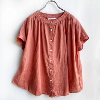 SUNVALLEY - 極美品✨サンバレー　リネン100 ゆったり幅　フレンチスリーブ　ギャザーブラウス