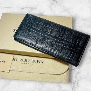 バーバリー(BURBERRY)の【極美品★付属品有】バーバリー 長財布 エンボスチェック TBロゴ レザー(財布)