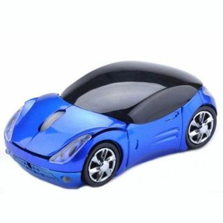 フェラーリ風 車型 USBワイヤレス 光学マウス (ブルー)単4アルカリ電池付属(PC周辺機器)