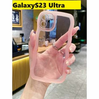 ギャラクシー(Galaxy)のGalaxyS23 Ultra ウェーブエッジ なみなみ　可愛いケース ピンク(Androidケース)