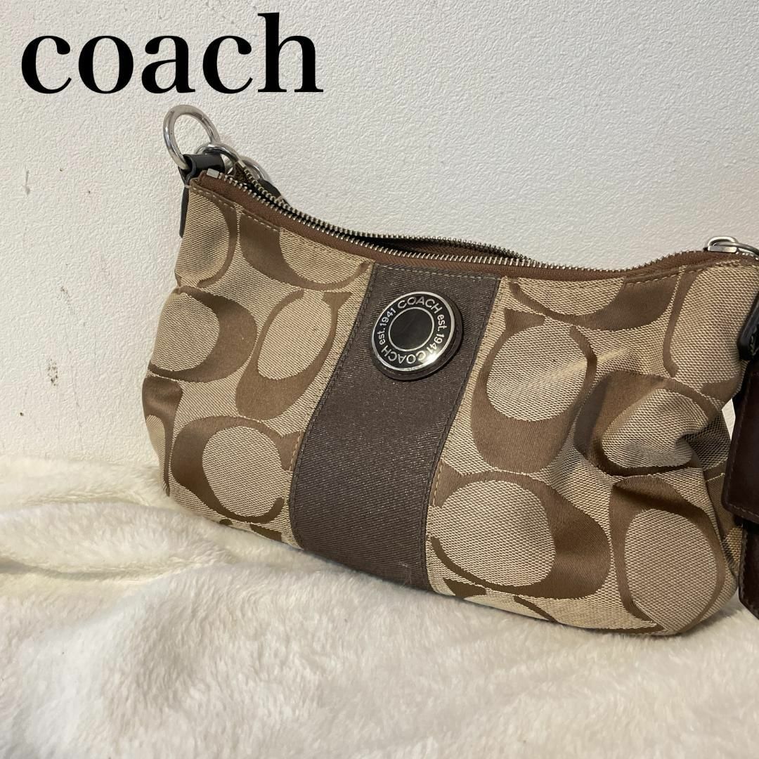 COACH(コーチ)の美品✨COACH コーチハンドバッグトートバッグブラウン茶シグネチャー総柄 レディースのバッグ(トートバッグ)の商品写真