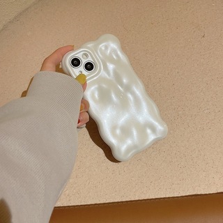 【売れ筋商品】iPhone15　白　ケース　シンプル　パール　ホワイト　個性的(iPhoneケース)