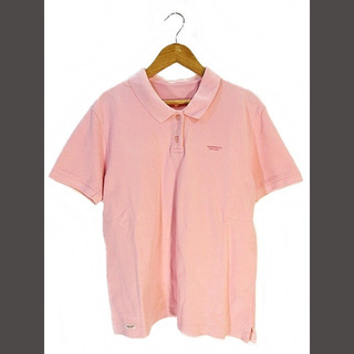 マドモアゼルノンノン 鹿の子 ポロシャツ 半袖 ロゴ刺繍 無地 40L ピンク(ポロシャツ)