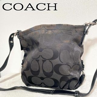 コーチ(COACH)のレア✨COACH コーチショルダーバッグハンドバッグブラック黒シグネチャー総柄(ショルダーバッグ)