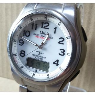 シチズン(CITIZEN)のCITIZEN Q&Q UP08 電波 ソーラー 腕時計 メンズ ホワイト(腕時計(アナログ))