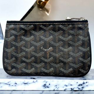 ゴヤール(GOYARD)のGOYARD ゴヤール セナ ミニポーチ ブラック系　小物入れ　黒　PVC　美品(コインケース/小銭入れ)