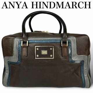 ANYA HINDMARCH - アニヤハインドマーチ カーカー ハンドバッグ ロゴ 大容量 シボ革 ブラウン