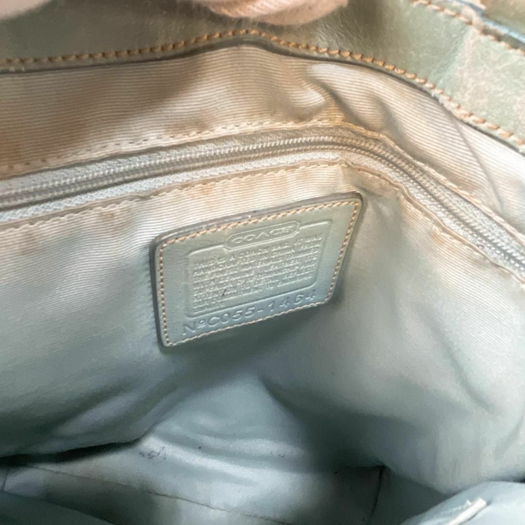 COACH(コーチ)の美品✨COACHコーチセミショルダーバッグトートバッグブラウン茶水色シグネチャー レディースのバッグ(ショルダーバッグ)の商品写真