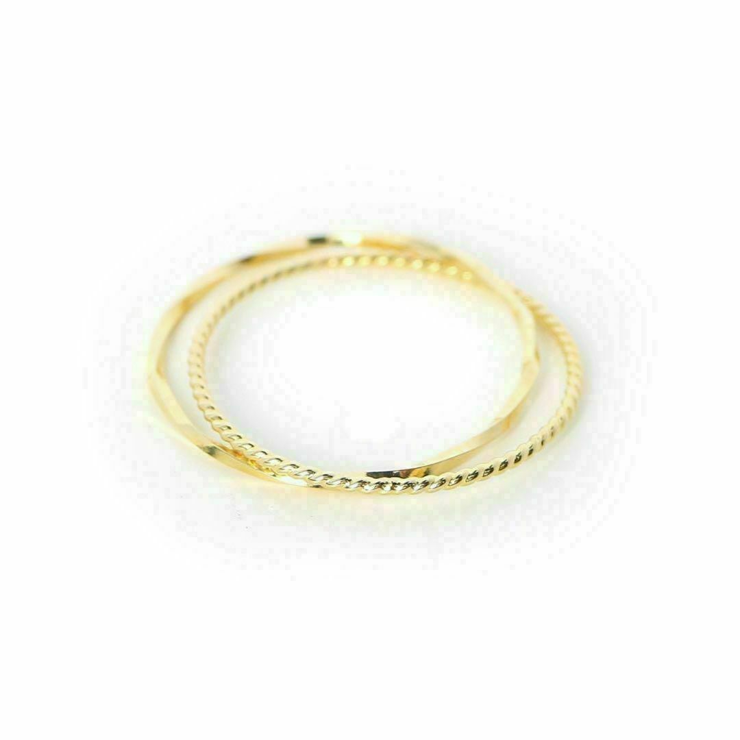 K10 イエローゴールド 2連リング（3号〜15号）【10金 刻印】日本製 指輪 レディースのアクセサリー(リング(指輪))の商品写真